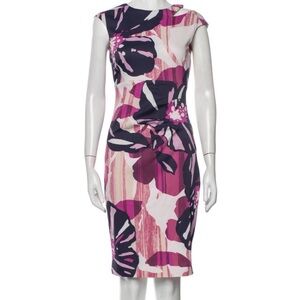 Karen Millen Purple and Pink Floral Midi Dress